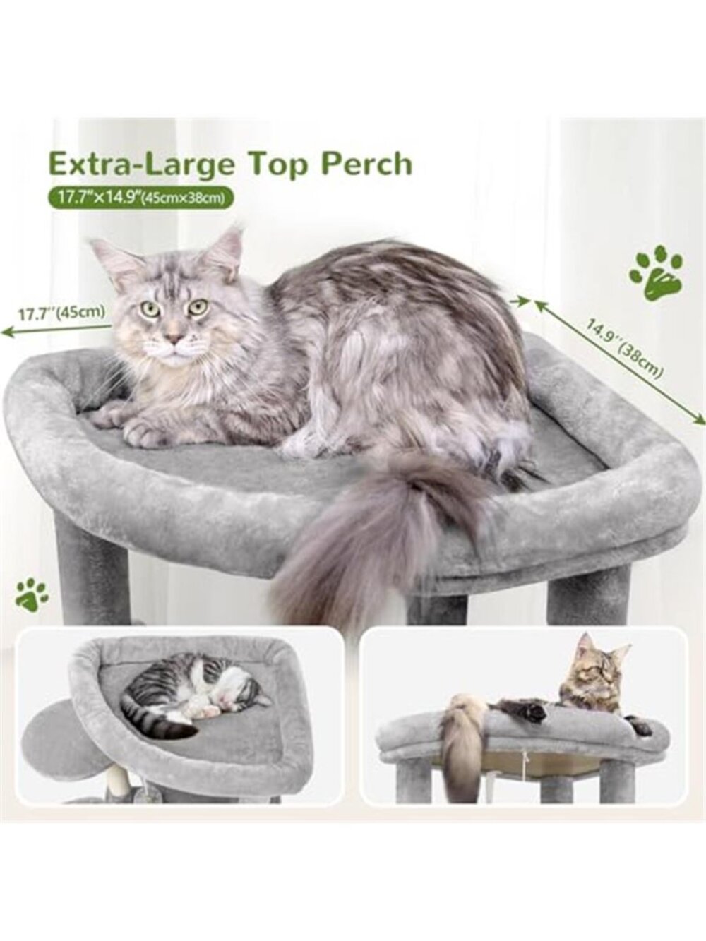 66inch Cat Tree Tall Curved Series Large Cat Tower - Picture 3 of 6